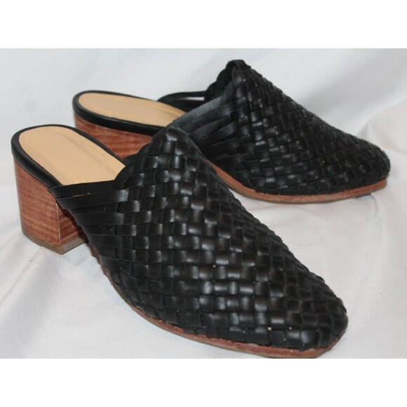 NEW Nisolo Women's Go To Woven Heeled Slip-On Mules Black Leather sz 7.5 - Picture 2 of 8